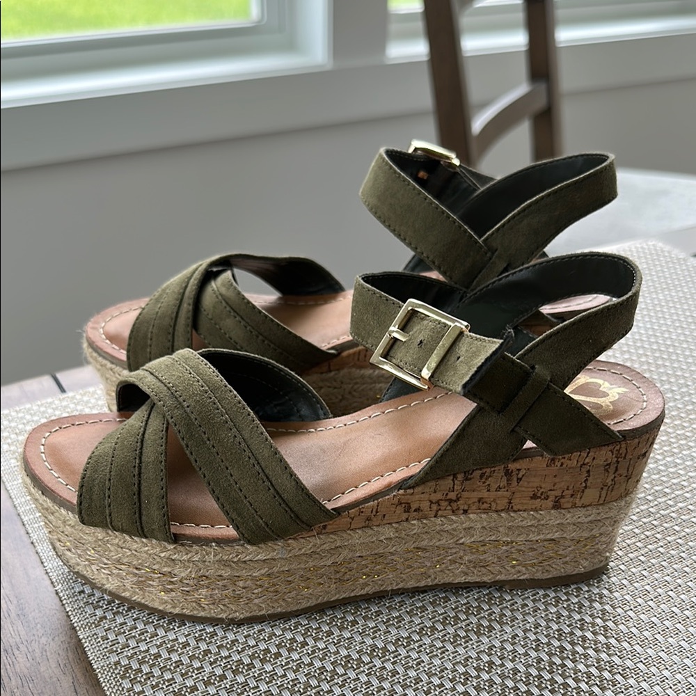 Fergalicious Olive Green Platform Espadrille Sandals